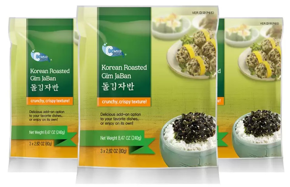 C-Weed Snack Roasted Korean Seaweed Flakes, 3 x 80g